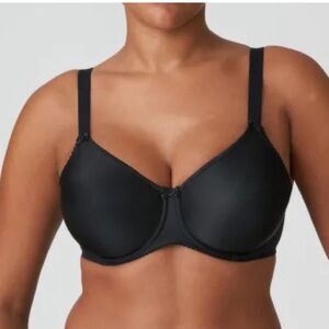 Prima Donna Satin T-Shirt Bra Size 40F Black Under Wire Unpadded
